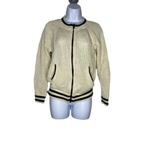 Piperlime Women's Knit Beige Sweater Jacket Varsity SZ M